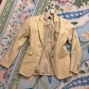 Ann Taylor metallic jacquard Greenwich Elegant Cream Blazer 0